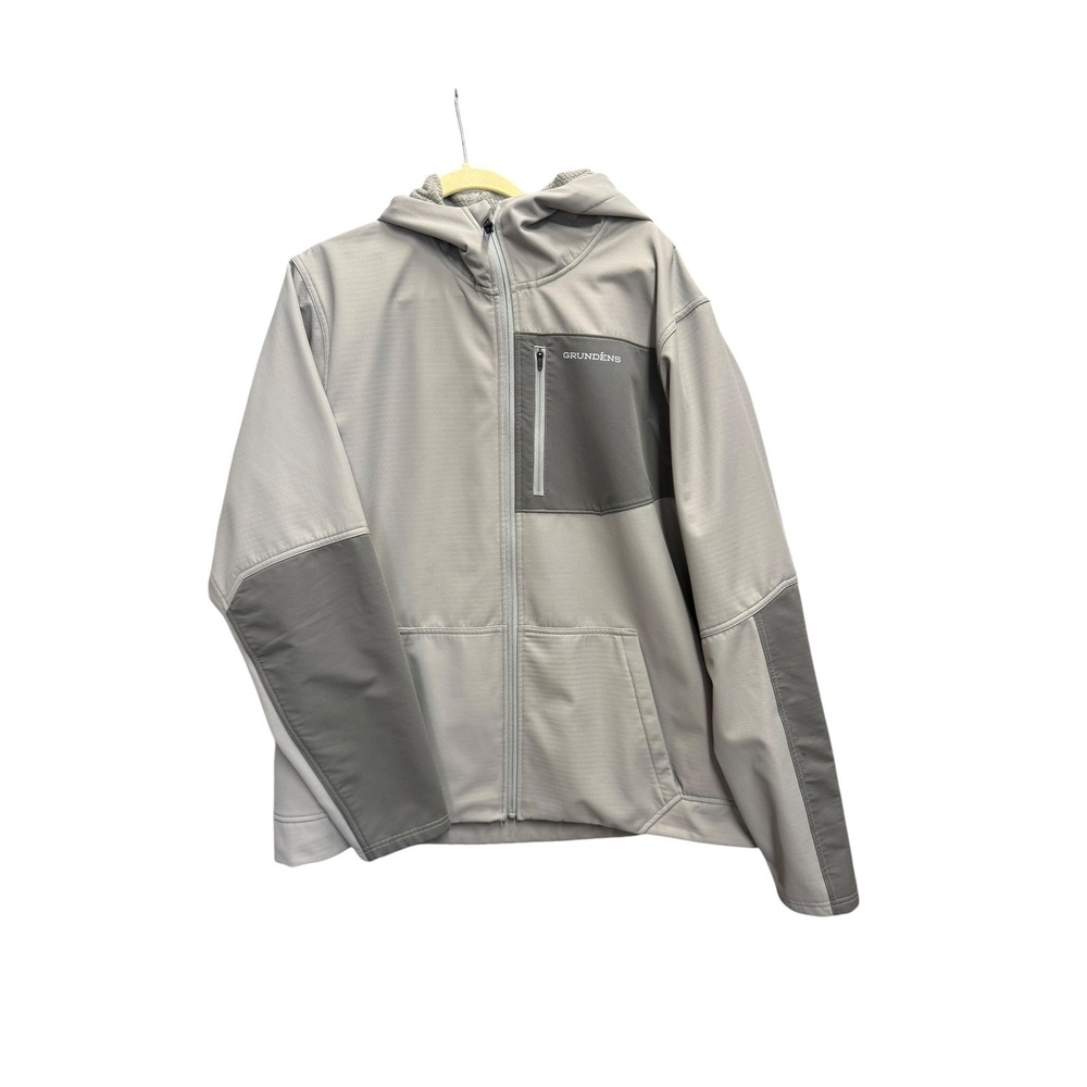 Grundens Full Zip Hooded Jacket Mens 2XL Grey Fleece Lined Soft Shell 119496 - Picture 6 of 16